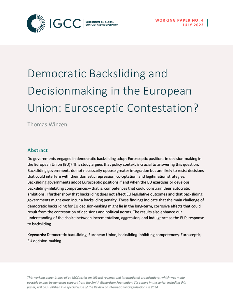 Democratic Backsliding and Decisionmaking in the European Union: Eurosceptic Contestation?
