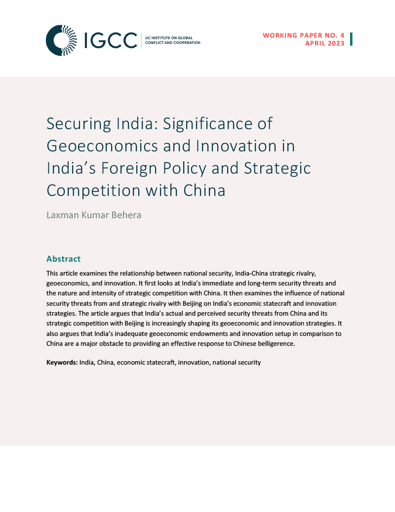 Securing India: Significance of Geoeconomics and Innovation in India’s Foreign Policy and Strategic Competition with China