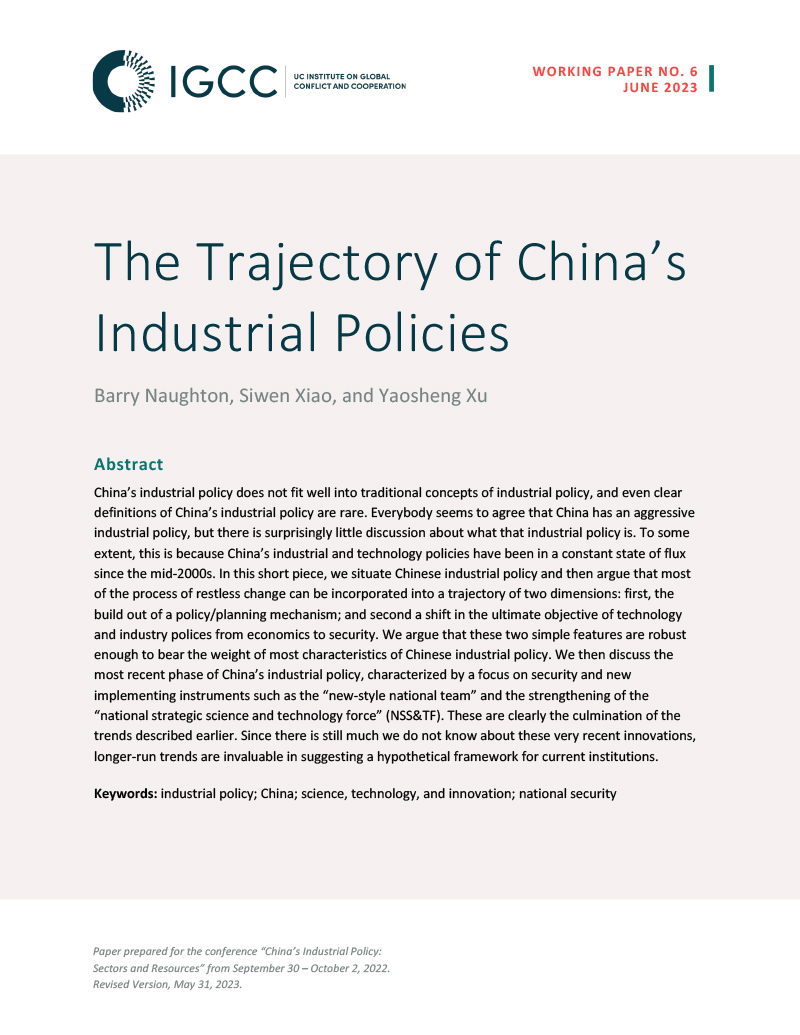 The Trajectory of China's Industrial Policies