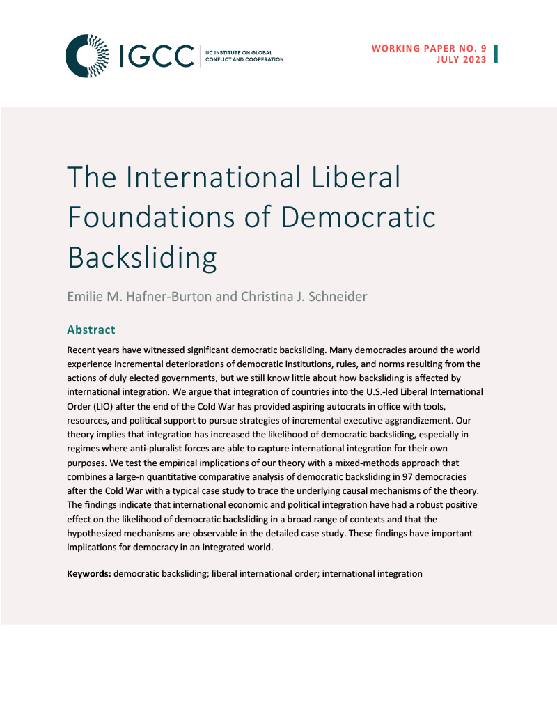 The International Liberal Foundations of Democratic Backsliding