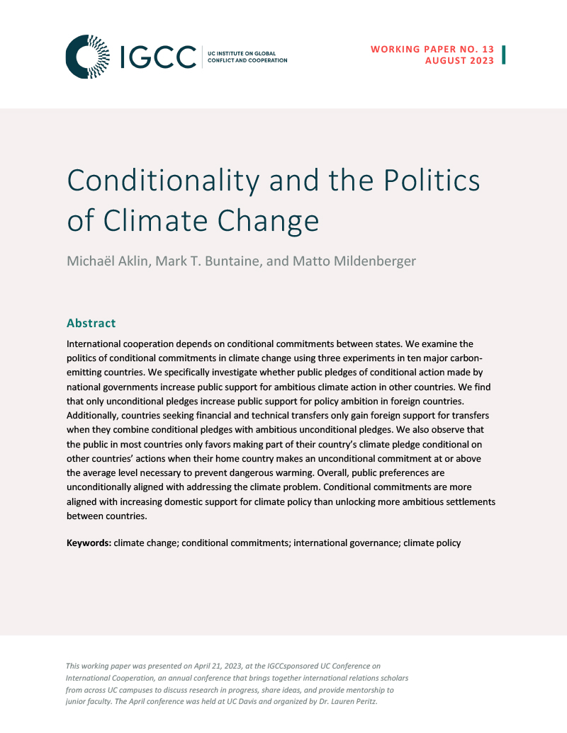 Conditionality and the Politics of Climate Change
