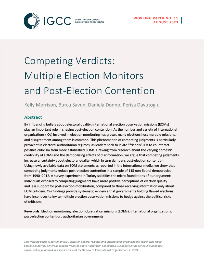 Competing Verdicts: Multiple Election Monitors and Post-Election Contention