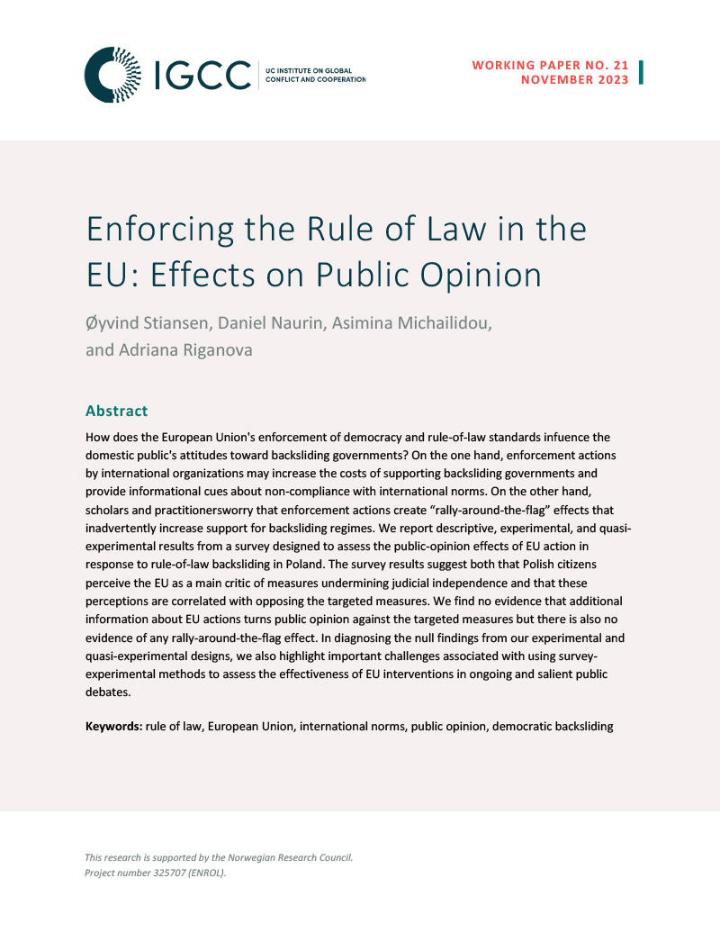 Enforcing the Rule of Law in the EU: Effects on Public Opinion