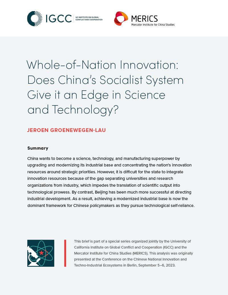 Whole-of-Nation Innovation: Does China’s Socialist System Give it an Edge in Science and Technology?