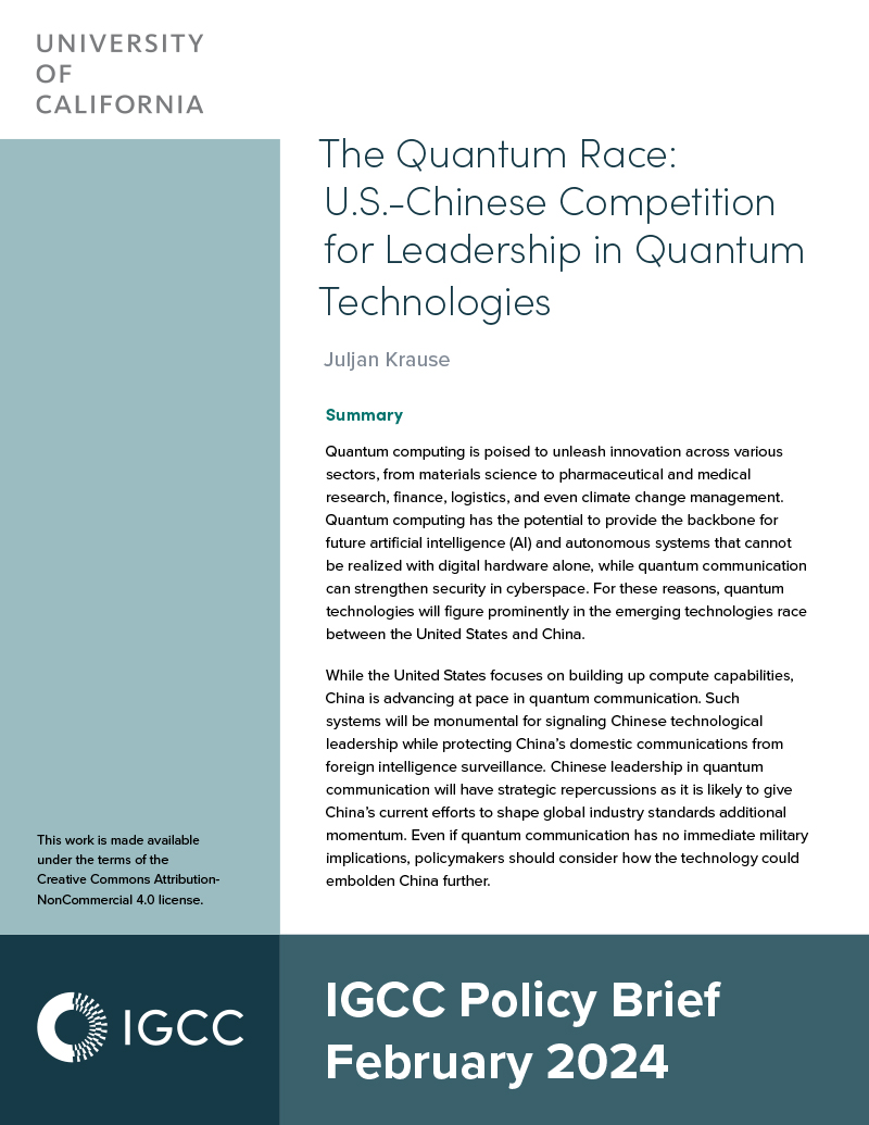 The Quantum Race: U.S.-Chinese Competition for Leadership in Quantum Technologies
