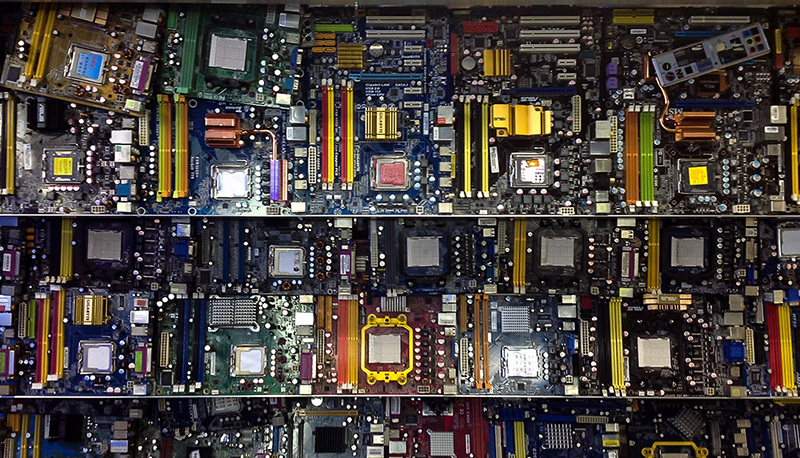 An array of motherboard circuitry