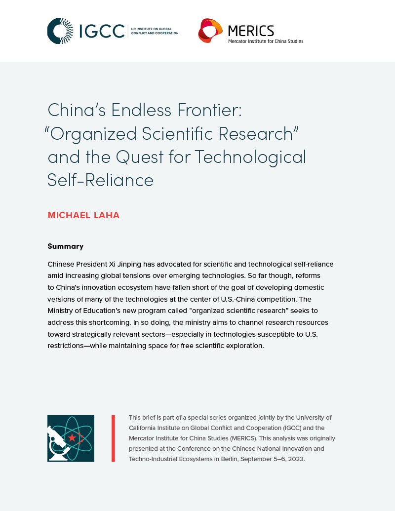 China’s Endless Frontier: “Organized Scientific Research” and the Quest for Technological Self-Reliance