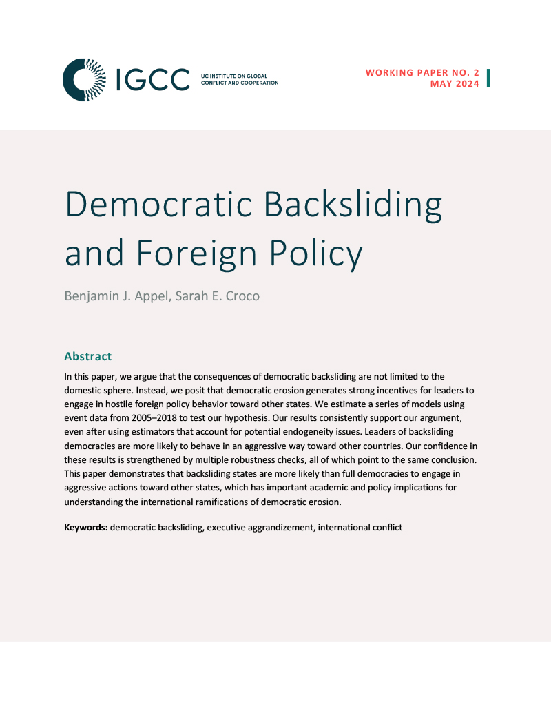 Democratic Backsliding and Foreign Policy