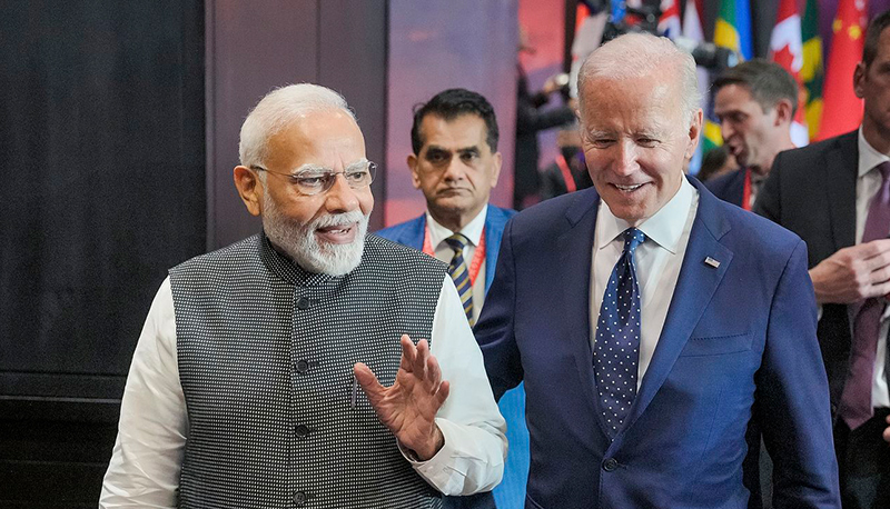 U.S. President Joe Biden speaks with Prime Minister of India Narendra Modi at the 2022 G20 Summit