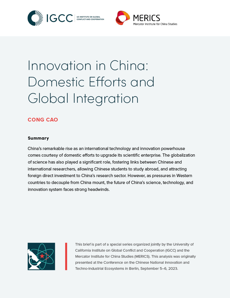 Innovation in China: Domestic Efforts and Global Integration