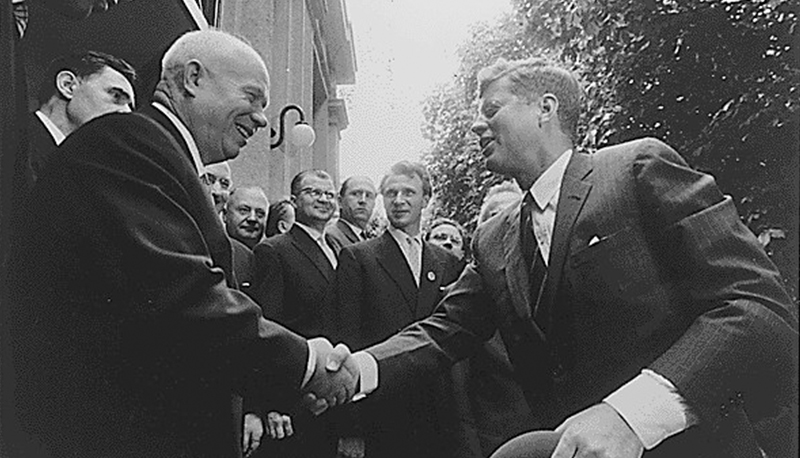 Khrushchev and Kennedy by Stanley Tretick, 1961 (NARA)