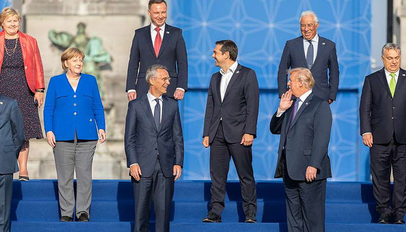 President Donald Trump during a NATO family photo, 2018