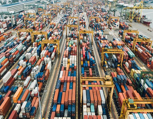 aerial photo of cargo crates in Bukit Merah, Singapore