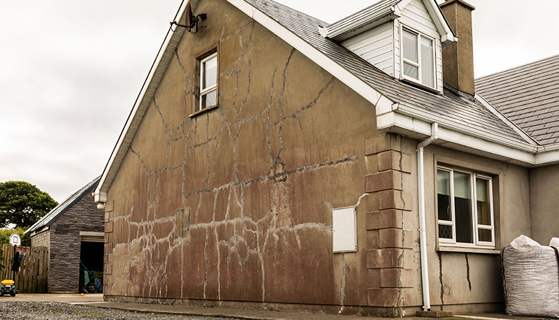 the walls of a home in Donegal, Ireland showing defective concrete