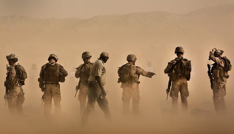 U.S. Marine Corps firing line in Afghanistan