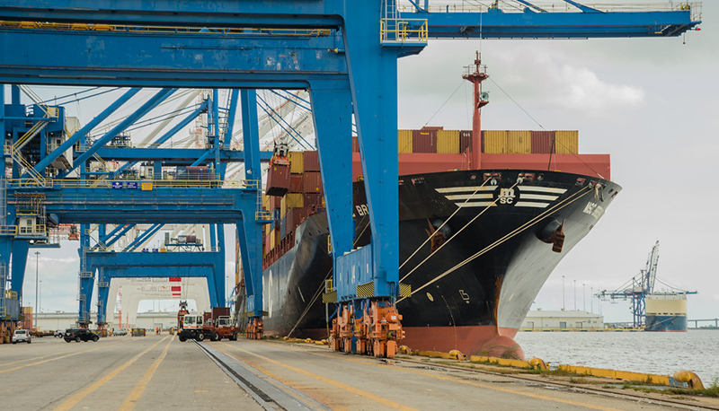 Trading ship docked in the Baltimore Port