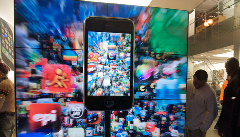Colorful iPhone marketing display