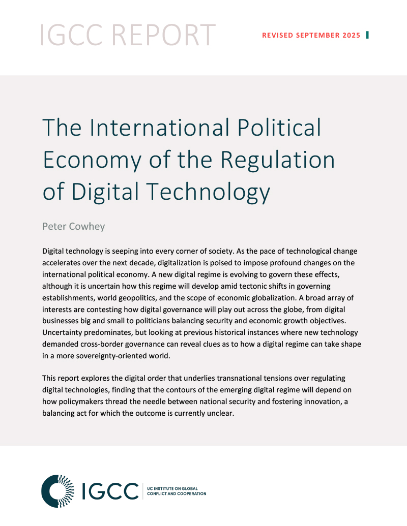 Peter Cowhey International Political Economy of Digital Technology IGCC report cover page
