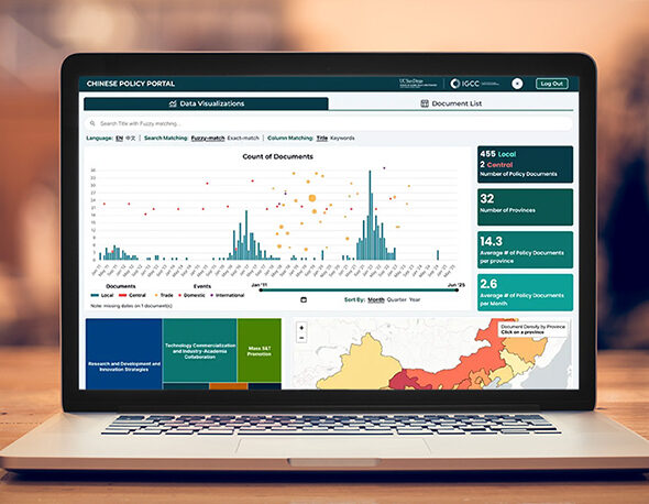 Mockup of the homepage of the China Data Portal laid out on a laptop screen