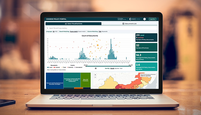 Mockup of the homepage of the China Data Portal laid out on a laptop screen