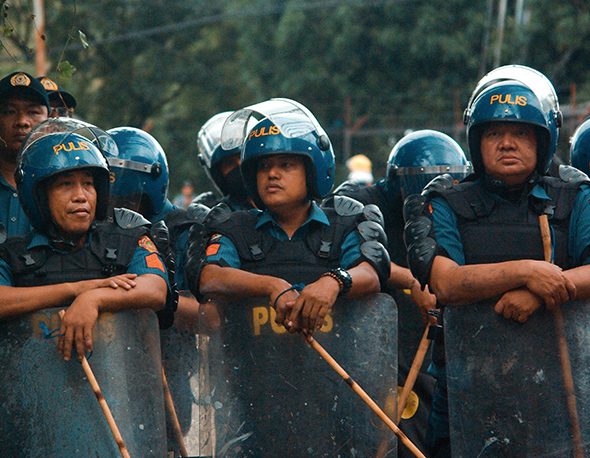Filipino Riot Police in Protective Gear