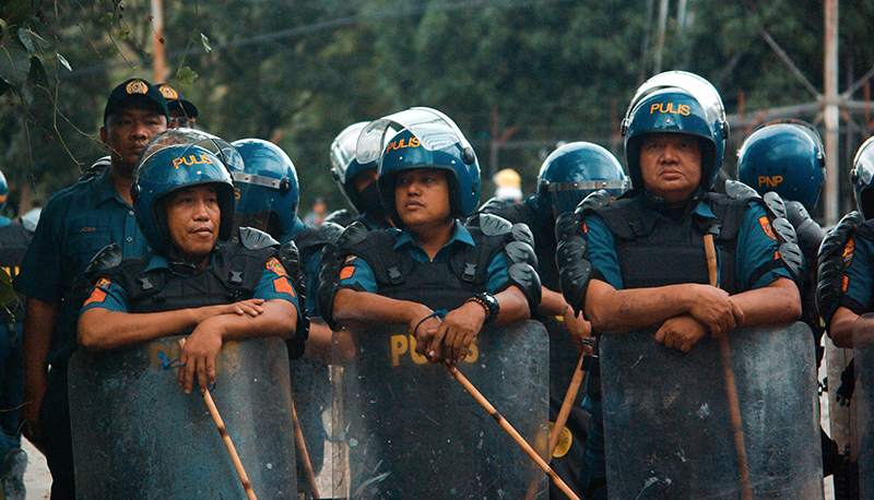 Filipino Riot Police in Protective Gear