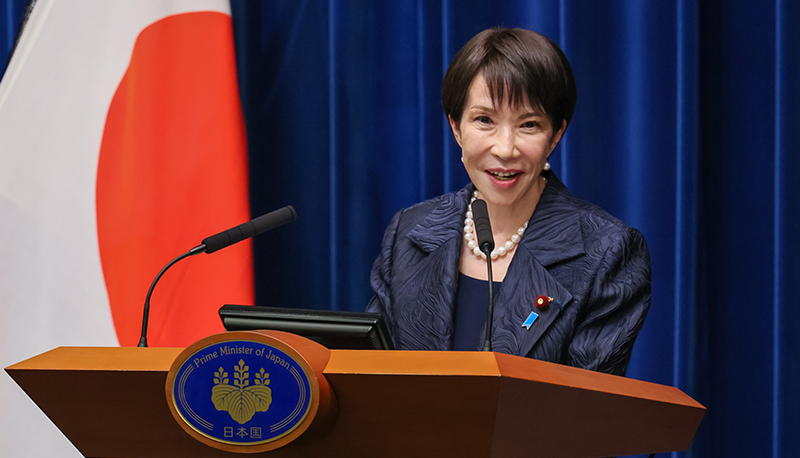 Sanae Takaichi during a press conference in 2025