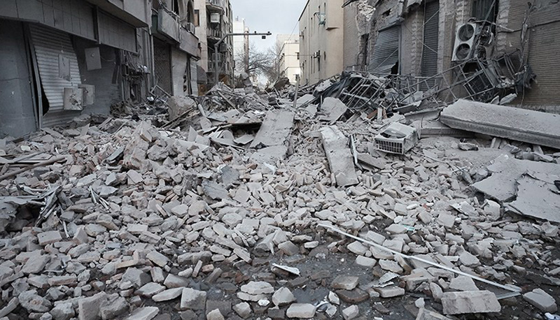 Damage near Enghelab Square in Tehran as a result of U.S. military airstrikes.