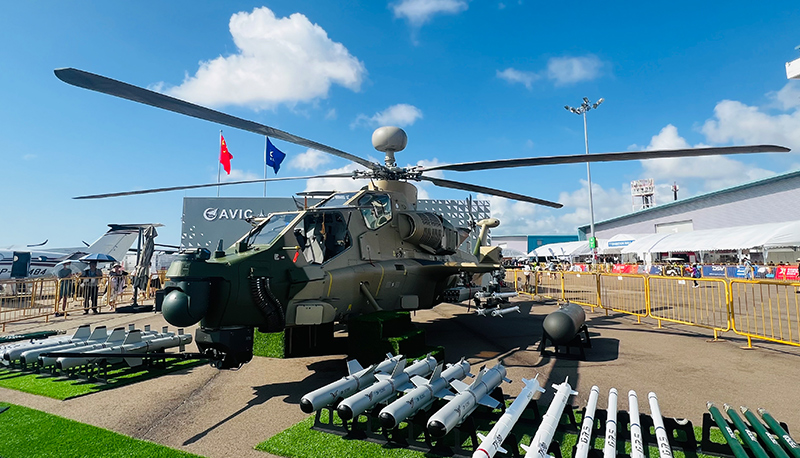 A Chinese military helicopter and ammunition sit outside an Air Force base in Taiwan