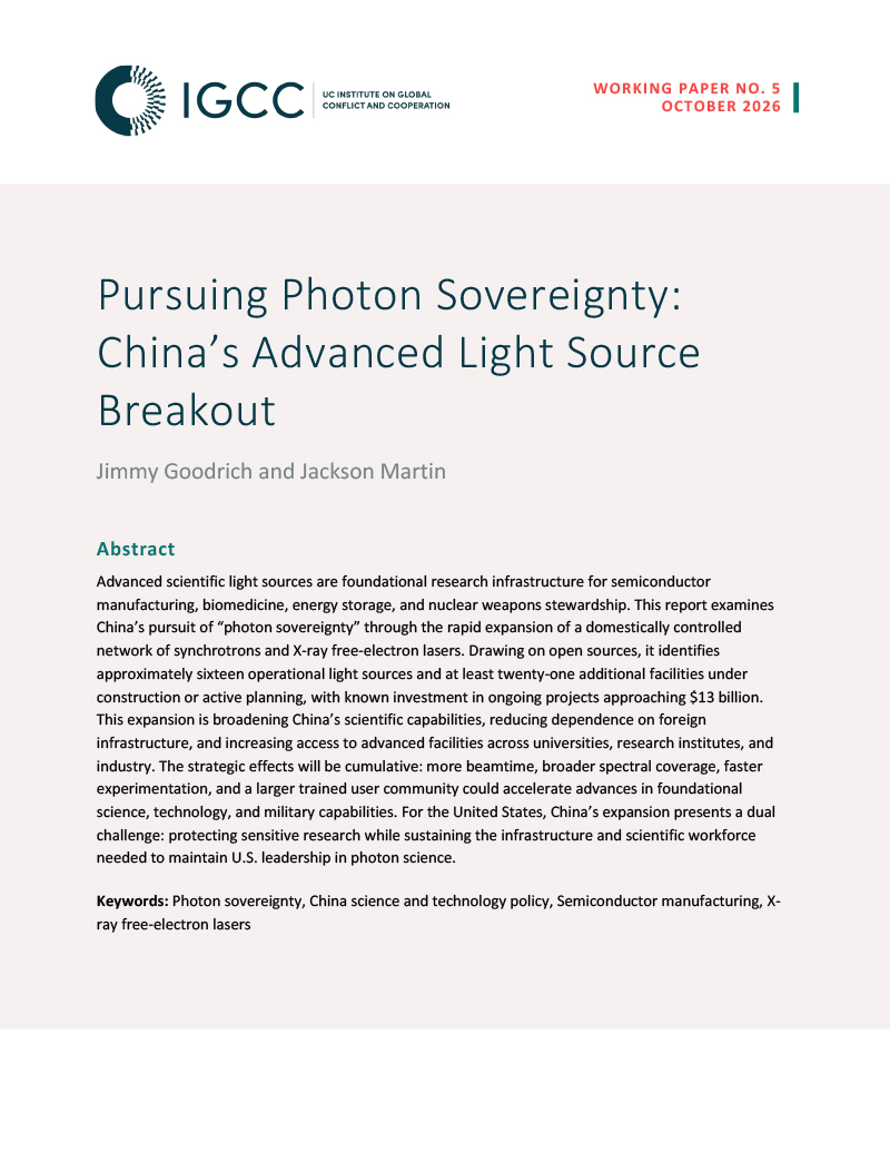 Cover page of IGCC working paper from Jimmy Goodrich and Jackson Martin, 